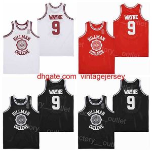 Movie Basketball Hillman College 9 Dwayne Wayne Jersey Uniform Hiphop All Stitched Team Black Red White Color Hip Hip Ademende Hiphop voor sportfans