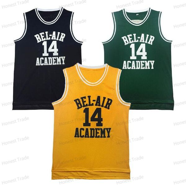 Film maillot de basket-ball le Prince frais de BEL AIR Academy 14 Will Smith 25 Carlton Banks maillots pour hommes jaune vert