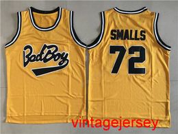 Camisetas de baloncesto de película Bad Boy Notorious Big 72 Biggie Smalls Jersey Men Sport All Yellow Color Size S-XXL