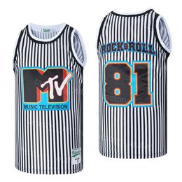 Movie Basketball Music Televisie MTV 81 Rock Roll Jersey University Team Color White Blue All Stitched Hiphop College for Sport Fans High School Hip Hop High/Top