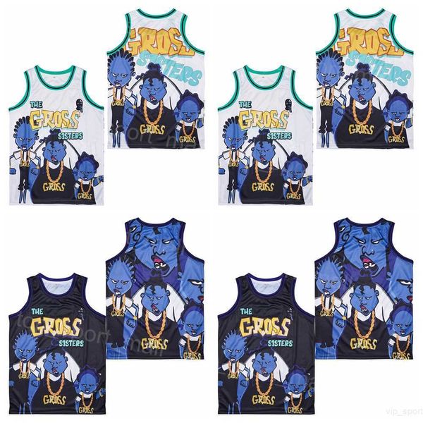 Film Basketball The Gross Sisters Maillots Hommes Lycée Pull Sport Collège Vintage Respirant Tout Cousu Noir Bleu Noir BLANC Équipe Pur Coton Retraite