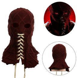 Film Brightburn Full Head Red Hood Cosplay Scary Horror Creepy gebreide gezicht Ademend masker Halloween Props 220610