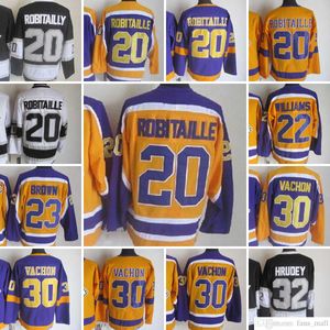 Film CCM Vintage Hockey sur glace 20 maillots Luc Robitaille cousus 30 Rogatien Vachon Jonathan Quick Dustin Brown WILLIAMS maillot jaune blanc noir