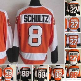 Movie CCM Vintage IJshockey 27 Ron Hextall Jerseys 88 Eric Lindros 26 Brian Propp 8 Dave Schultz 28 Claude Giroux Men Embroidery Jersey White Oraneg Black