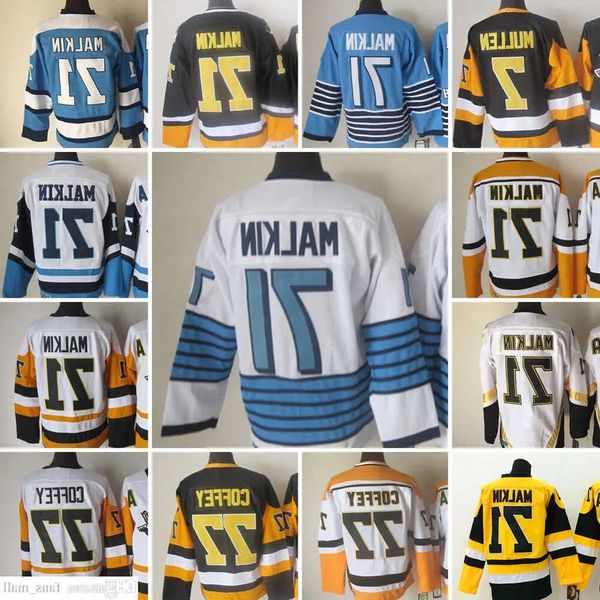 Película CCM Vintage Hockey sobre hielo 71 Evgeni Malkin Jerseys 77 Paul Coffey 7 Joe Mullen Hombres Jersey bordado Blanco Negro Amarillo Azul 22