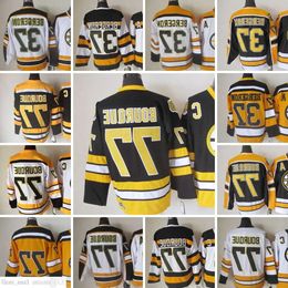 Film CCM Vintage ijshockey 77 Ray Bourque Jerseys gestikt 37 Patrice Bergeron Jersey zwart wit 75Th geel heren Re 44