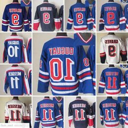 Film CCM Vintage ijshockey 9 Adam Graves Jerseys 10 Ron Duguay 11 Mark Messier Heren borduurshirt Blauw Wit Oranje 71