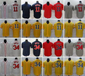 Movie College Baseball Wears Jerseys Stitched 11 CoolEevers 34 DavidOrtiz Slap All Stitched Name Number Away Respirant Sport Vente Haute Qualité