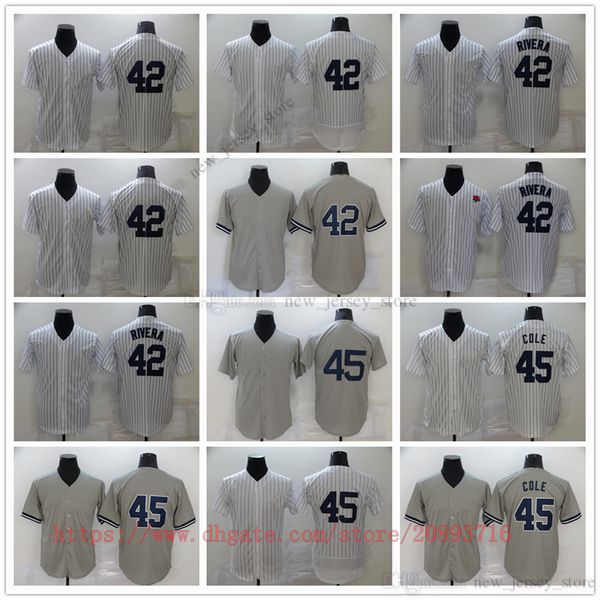 Film College Baseball Indossa maglie cucite 45 GerritCole 42Rivera Slap All Stitched Number Name Away Traspirante Sport Sale Alta qualità