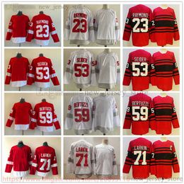 Movie College Hockey Wears Jerseys Stitched 71DylanLarkin 23LucasRaymond 53MoritzSeider 59TylerBertuzzi 57DavidPerron Мужчины молодежь Женщины пустой Джерси