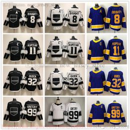 Película College Hockey usa camisetas cosidas 8DrewDoughty 11AnzeKopitar 32JonathanQuick 99WayneGretzky 11AnzeKopitar Reverse Retro Hombres jóvenes Mujeres en blanco