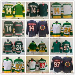 Movie College Hockey sobre hielo usa camisetas cosidas 14JoelEriksson 97KirillKaprizov 24MattDumba Men Reverse Retro Blank Green White Jersey