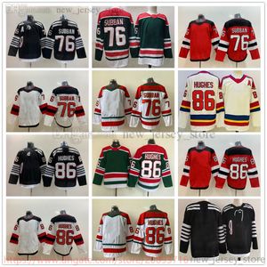 Film College Hockey sur glace porte des maillots cousus 76PKSubban 86JackHughes blanc vert blanc rouge noir hommes jeunes femmes