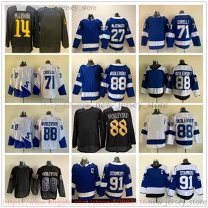 Movie College Ice Hockey porte des maillots cousus 88Andreivasilevskiy 91Stevenstamkos 14patrickmaroon 71anthonycirelli 27ryanmcdonagh revers rétro inverse