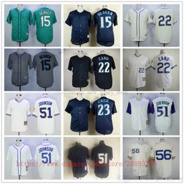 Película Camisetas de béisbol vintage Viste cosido 15 KyleSeager 22 RobinsonCano 51 SuzukiIchiro Todo el nombre cosido Número Transpirable Deporte de alta calidad