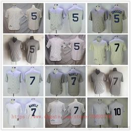 Film Vintage honkbalshirts draagt gestikt 5DiMaggio 7Mantle 10Rizzuto Alles gestikt ademend sportuitverkoop Hoge kwaliteit jersey