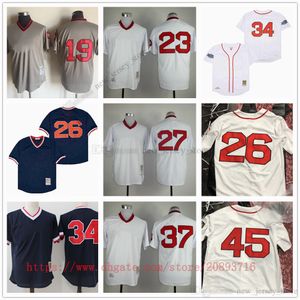 Film Vintage Baseball Jerseys porte cousu 27 CarltonFisk 34 DavidOrtiz 23 BlakeSwihart Home Away respirant Sport vente maillot de haute qualité