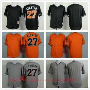 Film Vintage Baseball Jerseys porte cousu 27 MikeStanton tous cousus nom numéro loin respirant Sport vente maillot de haute qualité