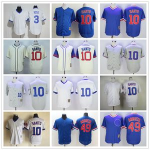 Film Vintage Baseball Jerseys porte cousu 10 RonSanto 49 JakeArrieta 3 DavidRoss tous cousus nom numéro respirant Sport vente maillot de haute qualité