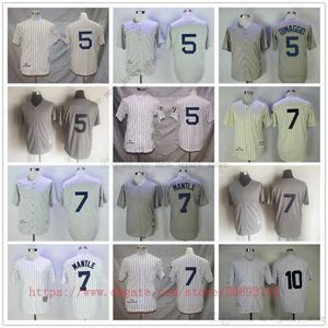 Film Vintage Baseball Jerseys porte cousu 5DiMaggio 7Mantle 10Rizzuto tout cousu respirant Sport vente maillot de haute qualité