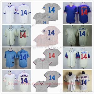 Film Vintage Baseball Jerseys porte cousu 14 ErnieBanks tous cousus nom numéro loin respirant Sport vente maillot de haute qualité