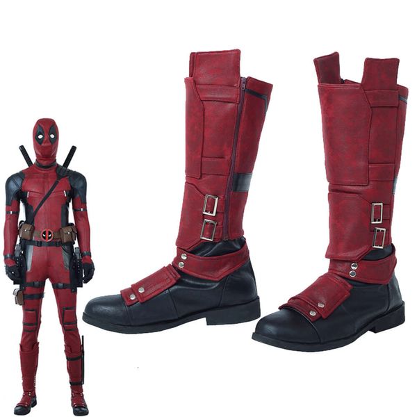 Bottes de Cosplay de soldat mort du film, chaussures rouges de super-héros Wade Wilson pour hommes adultes, accessoires fantaisie de Costume de carnaval d'halloween