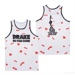 Film Drake SO FAR GONE Film Maillots Basketball Rétro Respirant Pull Lycée HipHop Équipe Blanc Broderie Vintage Collège Chemise Pour Sport Fans Université