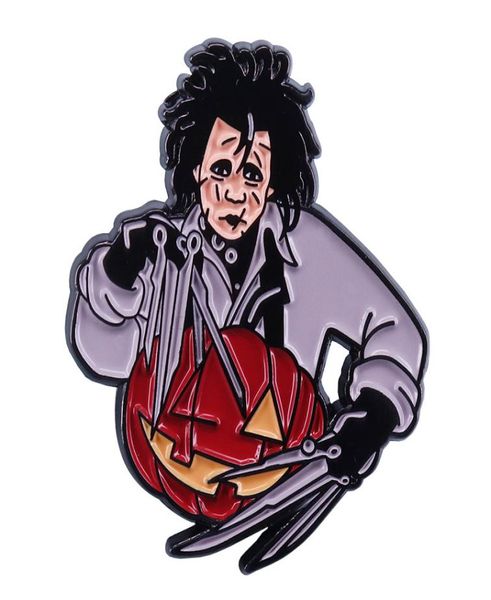 Película Edward Manostijeras Johnny Depp Calabaza de Halloween Esmalte Mochila de metal Ropa Abrigo Insignia de solapa Broche Accesorios 9001616