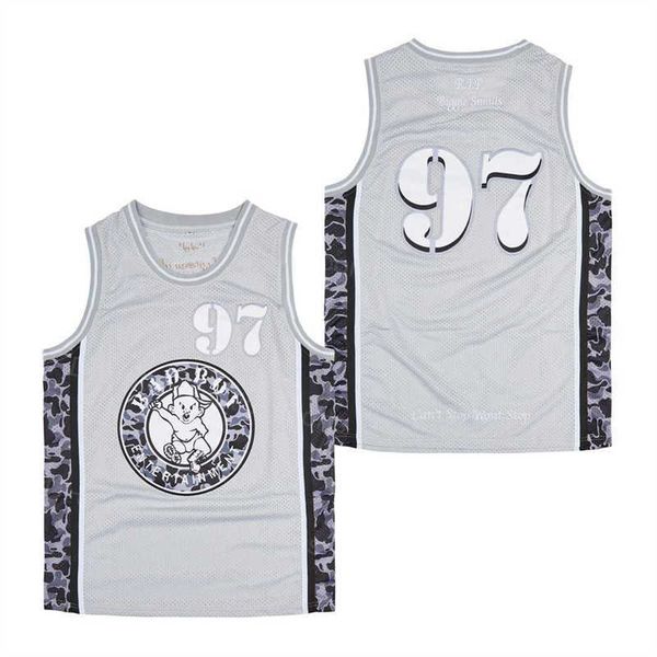 Película Película Baloncesto En Blanco 97 Bad Boys Jerseyss 1997 Hip Hop Retro Para Aficionados Al Deporte Bordado De Algodón Puro Y Uniforme De HipHop Cosido Transpirable Color Del Equipo Gris