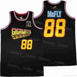 Película Película Gigawatts 88 Mcfly Basketball Jersey 1985 Throwback Uniforme Universidad para fanáticos del deporte Color del equipo Negro Hiphop College Todo