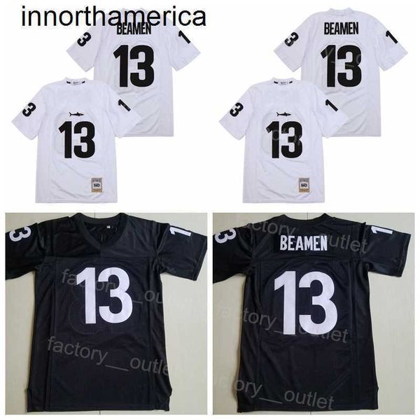 Film Football 13 Maillot Willie Beamen Any Given Sunday Sharks Jamie Foxx Broderie Et Couture College Black Team Away White Throwback Excellente Qualité