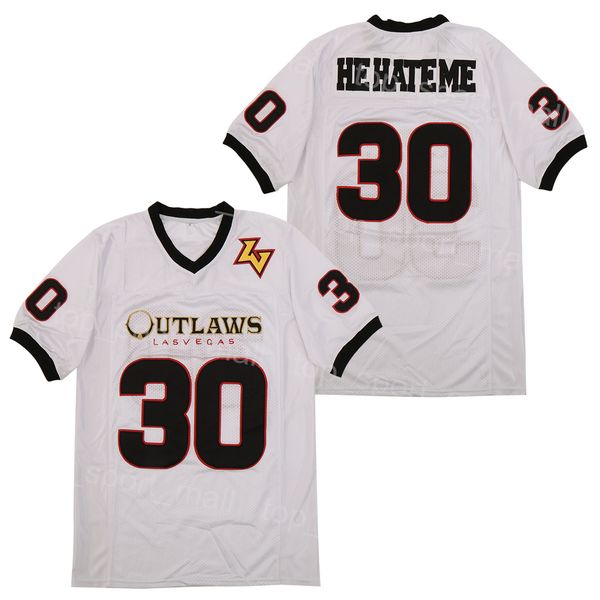 Film Football Road Smart Jersey 30 He Hate Me XFL Las Vegas Outlaws High School Respirant Pur Coton Maison Blanc Broderie et Couture