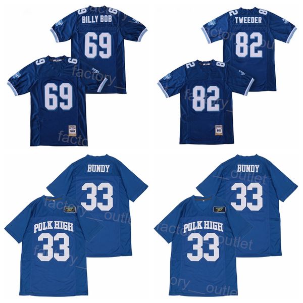 Film Football Varsity Blues 69 Billy Bob Jersey 82 Charlie Tweeder 33 Al Bundy West Canaan Coyotes College Tous Cousus Équipe Couleur Bleu Université Haute Qualité