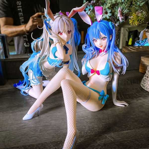 Juegos de películas 1/4 Figura de chica conejito Native BINDing Chris Aqua Blue Bunny Girl figura de acción de Pvc colección de adultos modelo regalos de muñecas versión más alta.