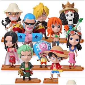 Juegos de películas Q Versión One Piece PVC Figuras de acción Lindo Mini Figura Juguetes Muñecas Modelo Colección Juguete Brinquedos 10 Set Shippin2938 Dhgtr