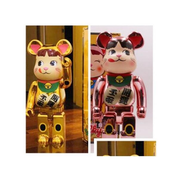 Estilo de juegos de películas 400% 28Cm Bearbrick The Abs Cow Sister Of Plutus Cat Fashion Bear Chiaki Figuras de juguete para coleccionistas Berbrick Art Dhlsy