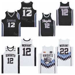 Film High School Crestwood Knights Maillot Ja Morant 12 Basketball All Stitched Uniform HipHop University Retro Team Noir Blanc Couleur Hip Hop Vintage Top Quality