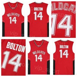 Film High School Wildcats Basketball Jerseys 14 Troy Bolton Shirt College University Pure Cotton voor sportfans All -gestikte team rode maat Ademend heren NCAA