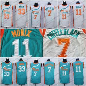 Film Jersey Semi Pro Flint Tropics 33 Jackie Moon 7 Café Noir 69 Downtown 11 ED Monix Vert Blanc Maillots de basket-ball cousus