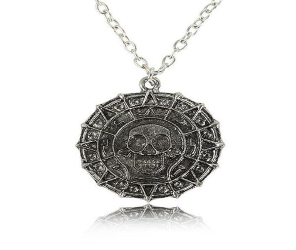 Joya de cine Pirates Collar Vintage Diseñador de plata de plata Cabina de monedas de calavera Collar Men regalo Partido de la fiesta de la amistad 4556209