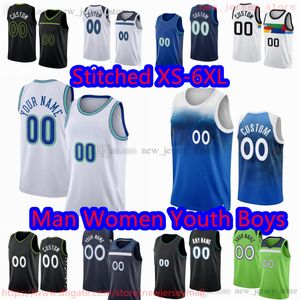 Aangepaste S-6XL nieuwe basketbal 5 Anthony Edwards Jersey gestikt 32 Karl-Anthony Rudy Towns Gobert Mike Kyle Conley Anderson Tyrese Martin Wendell Moore Jr. Clark Jerseys