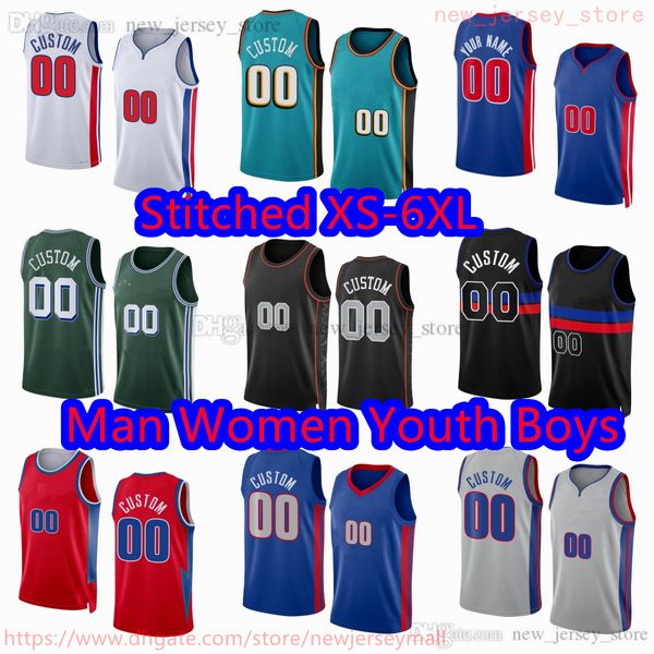 Personnalisé S-6XL Nouveau Basketball 2 Cade Cunningham Jersey Cousu 23 Jaden Ivey 13 James Wiseman 0 Jalen Duren 35 Marvin Bagley III 44 Bojan Bogdanovic 31 Joe Harris Maillots