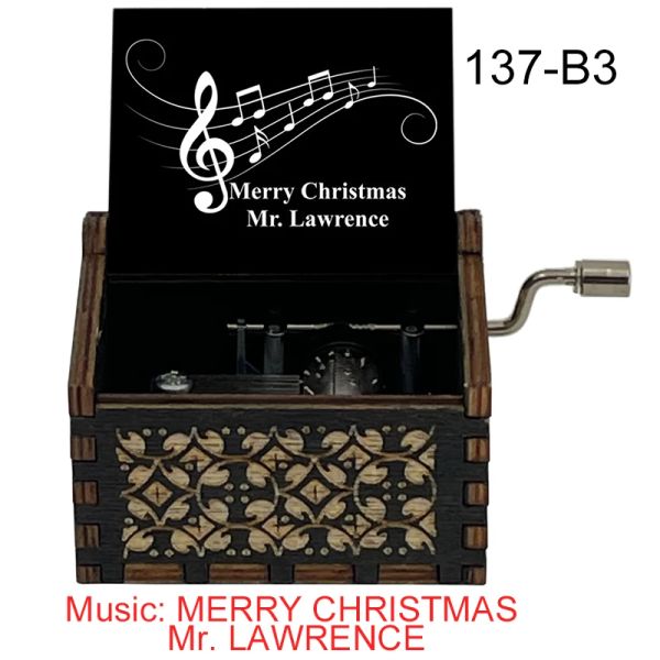 Película Feliz Navidad Sr. Lawrence Music Box 18 Nota Hand Wooden Musical Fans de Souvenir Birthday Gift Café Café Café Decoración