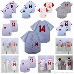 Film Vintage 14 Pete Rose maillots de Baseball cousus 8 Joe Morgan maillot respirant Sport blanc gris pull