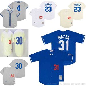 Film Vintage 23 Kirk Gibson Baseball Jerseys Cousu 30 Maury Wills 4 Babe Herman Respirant Sport Gris 1945 Crème 1955 1963 Blanc 1988 Pull