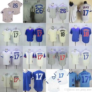 Film Vintage 26 Billy Williams Baseball Jerseys 18 Ben Zobrist 17 Kris Bryant Gris Blanc Bleu Tout Cousu Respirant Pour Les Fans De Sport Cool Base