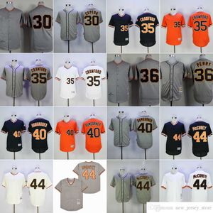 Film Vintage 35 Brandon Crawford Maillots de baseball cousus 44 Willie McCovey 40 Madison Bumgarner 36 Gaylord Perry 30 Orlando Cepeda Pull