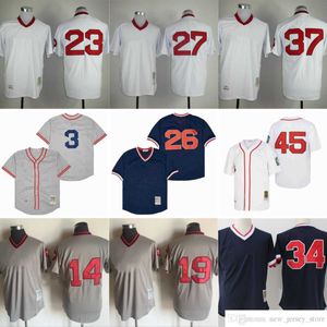 Film Vintage 37 Bill Lee Baseball Jerseys Cousu 19 Jackie Bradley Jr. 23 Blake Swihart Carlton Fisk Jersey Respirant Sport Bleu Marine Pull