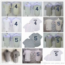 Film Vintage 4 Lou Gehrig Baseball Jerseys cousu 5 Joe DiMaggio respirant Sport Beige blanc gris 1939 pull