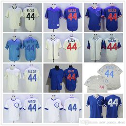 Film Vintage 44 Anthony Rizzo honkbalshirts gestikt blauw 1994 grijs wit crème 1929 1942 1969 Jersey
